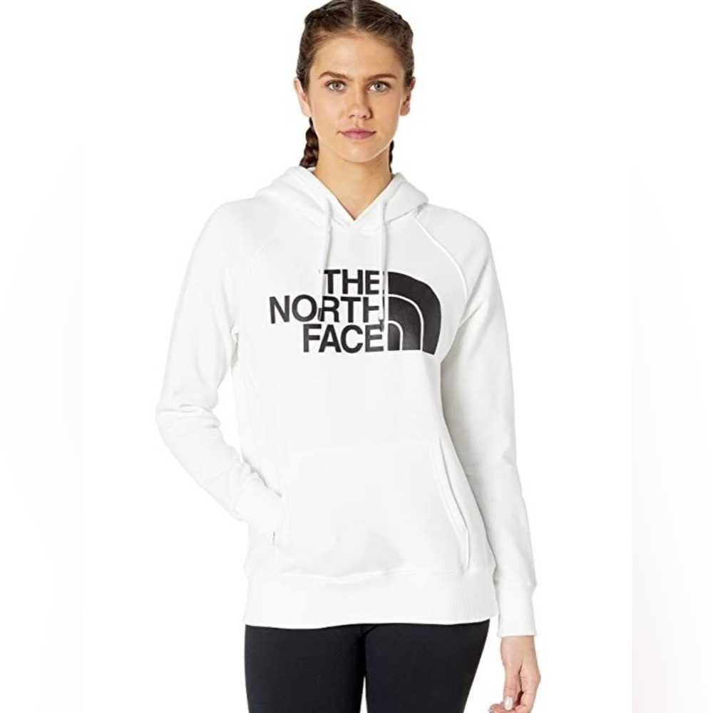 The North Face Women's White and Black Logo Hoodie